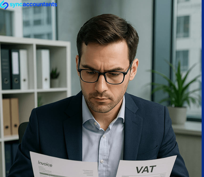vat accountant looking at papers