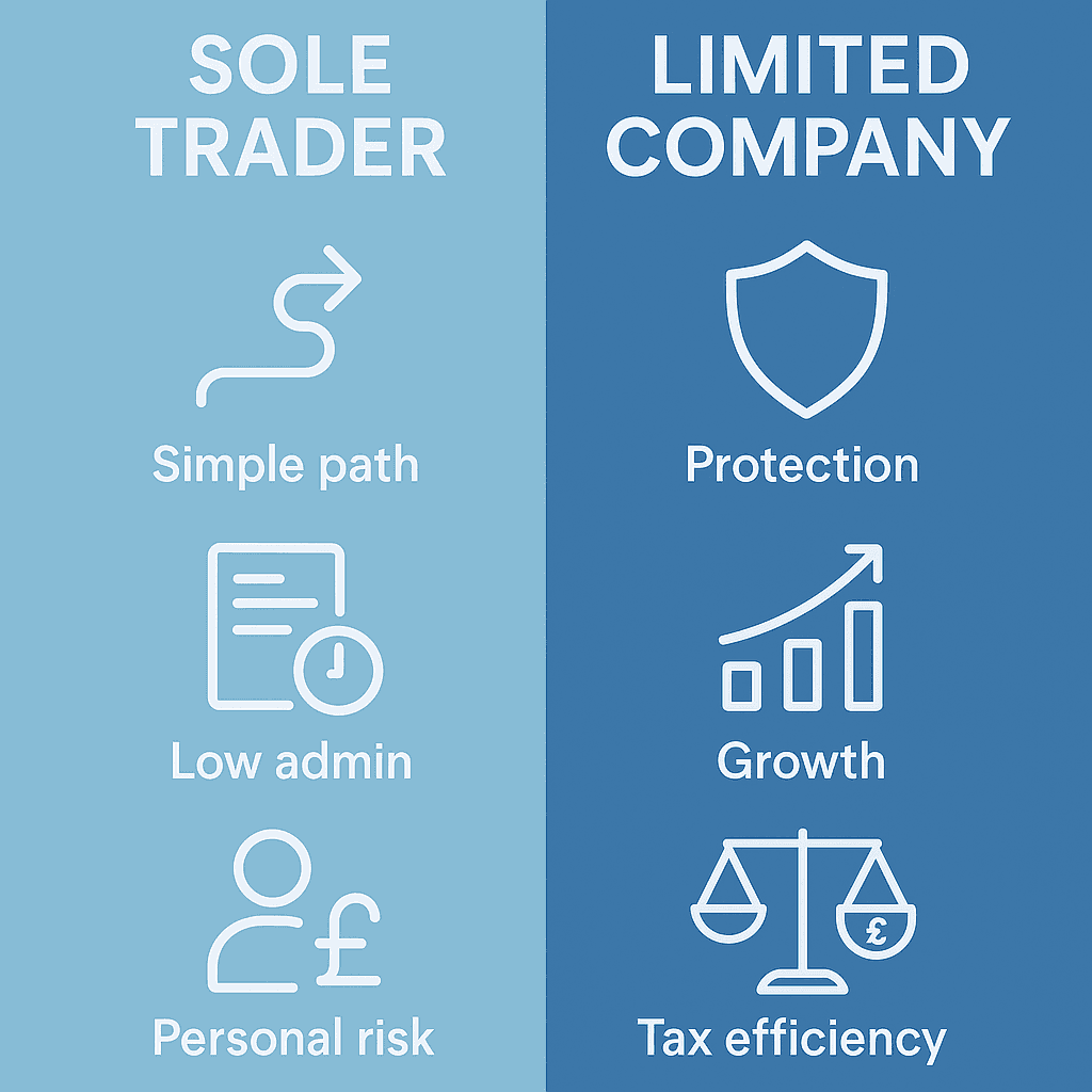 Sole trader vs limited company UK e-commerce (2025/26): what’s best for your online shop? 7 sole trader and limited company