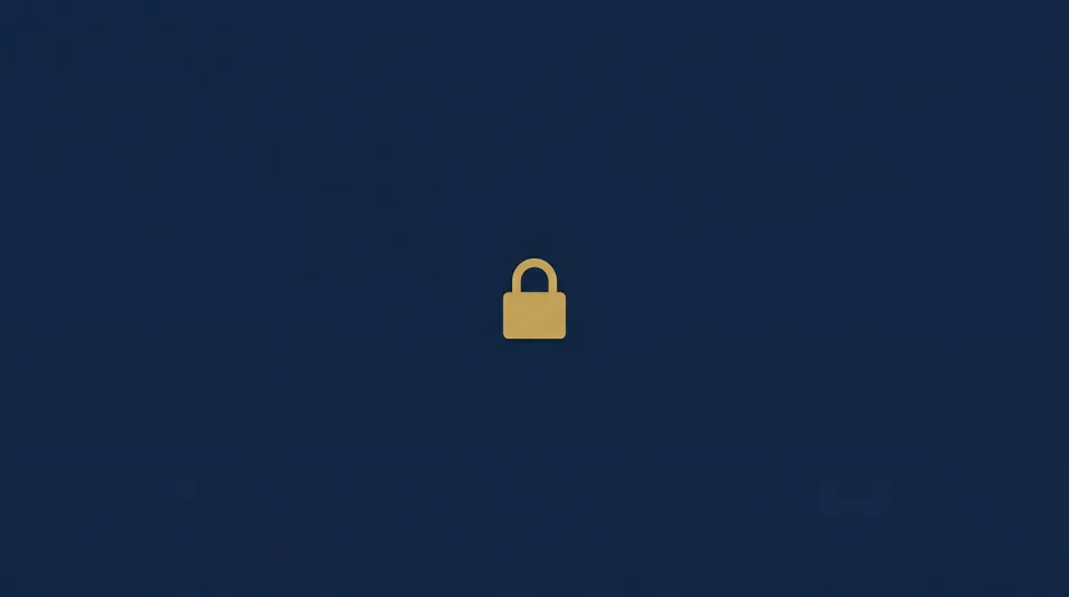 Navy blue background with a gold padlock icon representing AI data security risks for UK accounting practices