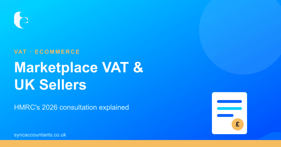 Marketplace VAT for UK sellers, shown as an online marketplace collecting VAT on a seller's parcel.