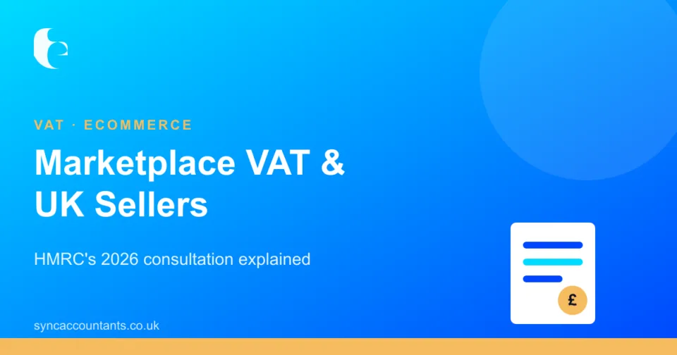 Marketplace VAT for UK sellers, shown as an online marketplace collecting VAT on a seller's parcel.